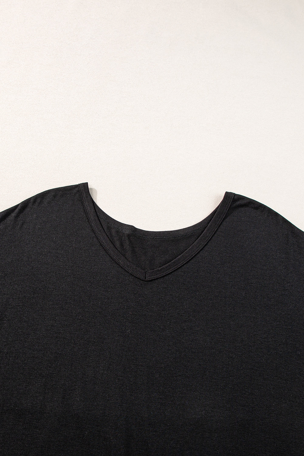 Black V Neck Hidden Pocket Splits Maxi T-shirt Dress