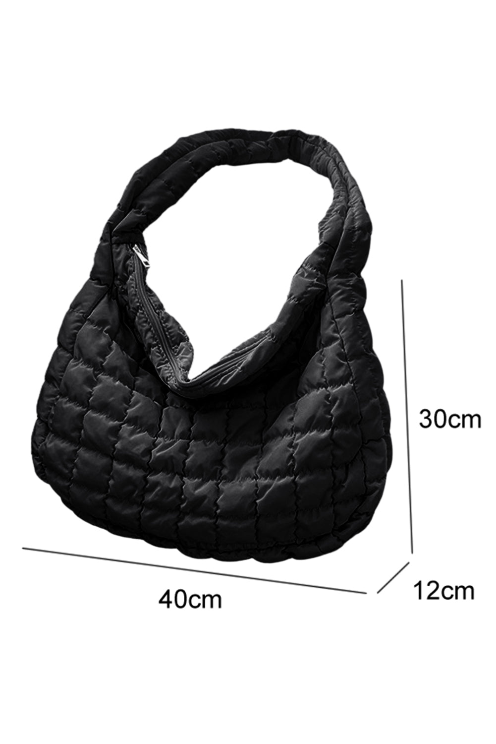 Black Quilted Zip Shoulder Bag