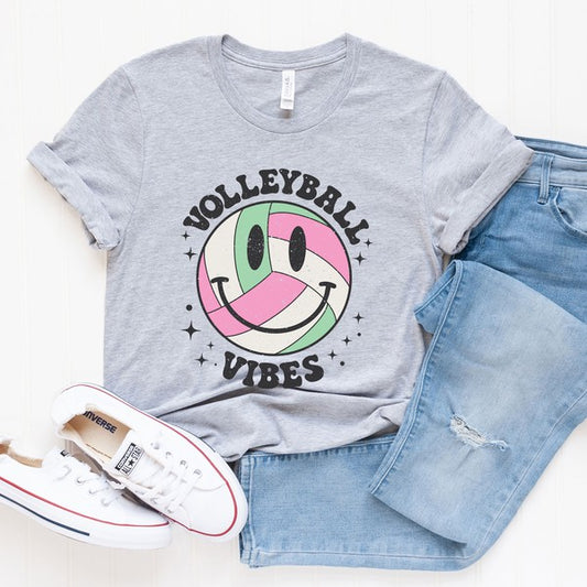 Vintage Volleyball Vibes Smiley Face Tee