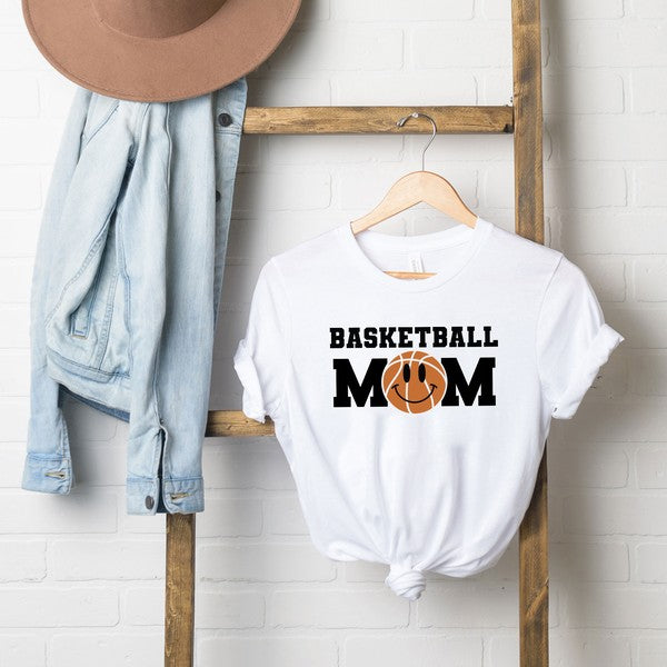 Basketball Mom Smiley Face Short Sleeve Tee
