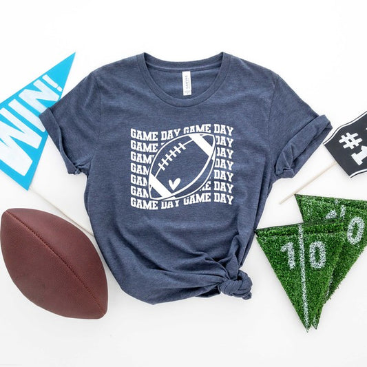 Football Game Day Stacked Wavy Short Sleeve Tee