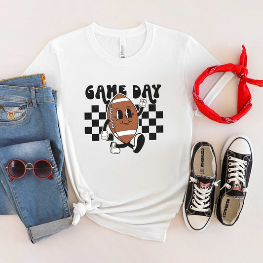 Football Game Day Checkered Short Sleeve Tee
