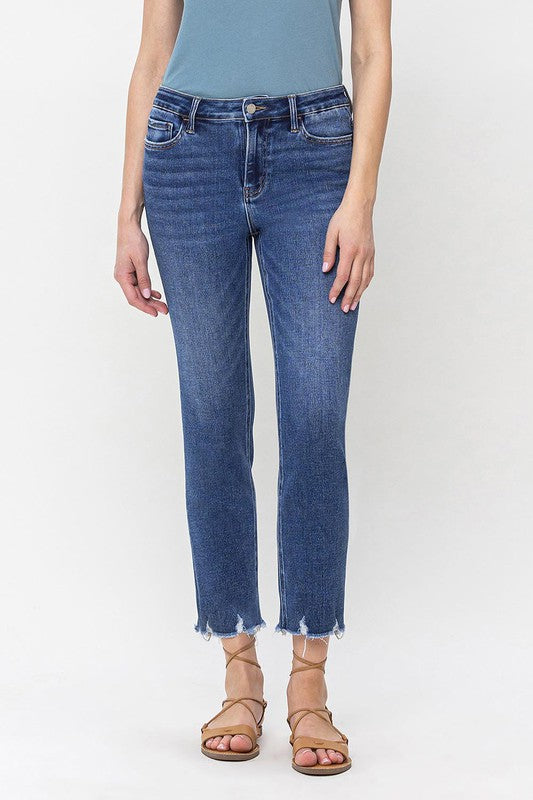 VERVET - High Rise Crop Slim Straight Jeans