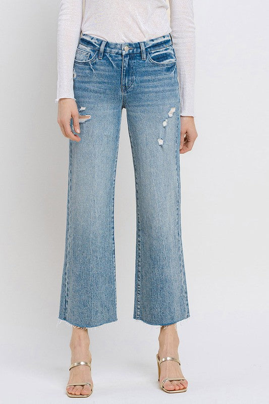 VERVET - Mid Rise Crop Wide Leg Jeans