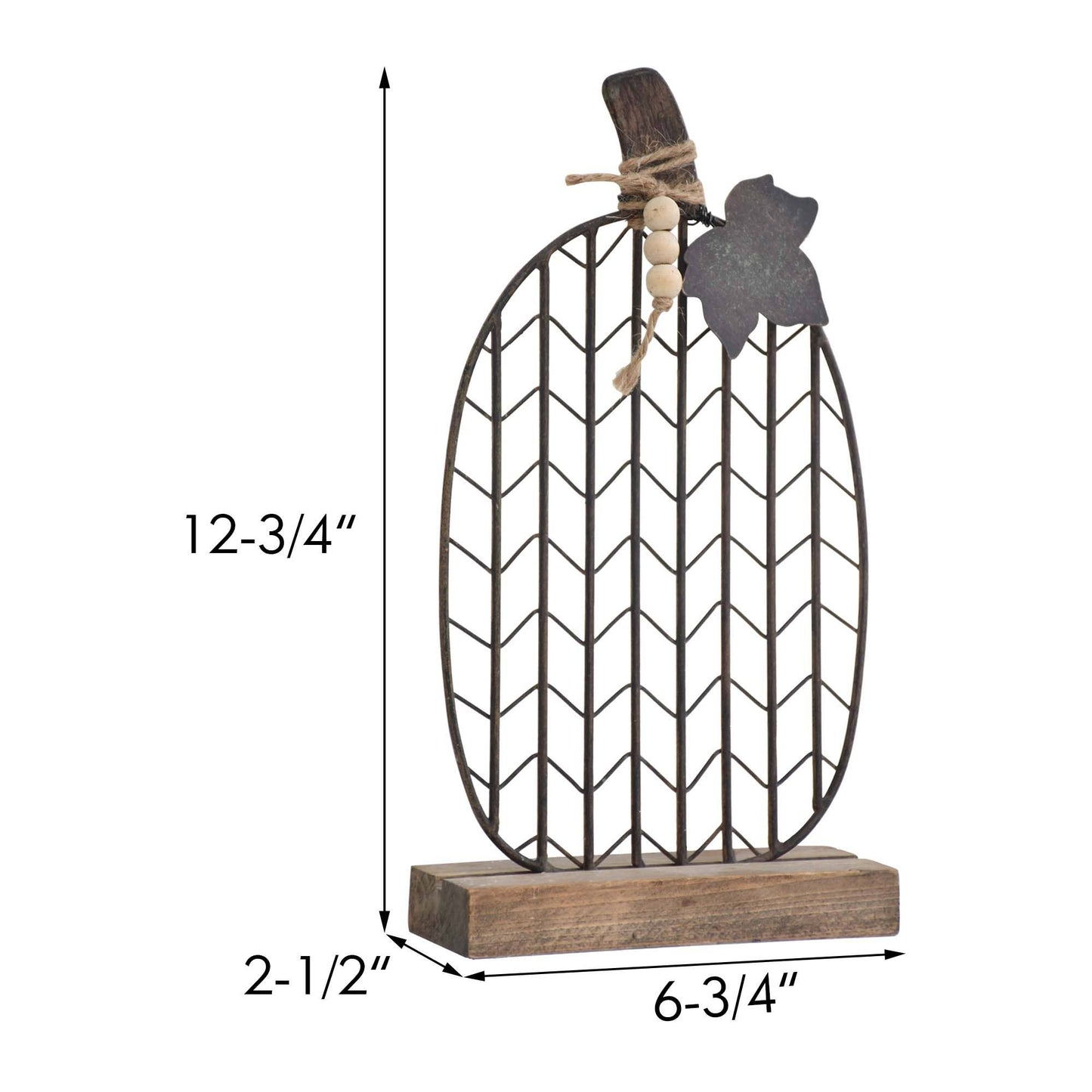 Metal and Wood Fall Pumpkin Decor 6.7"x8.5"