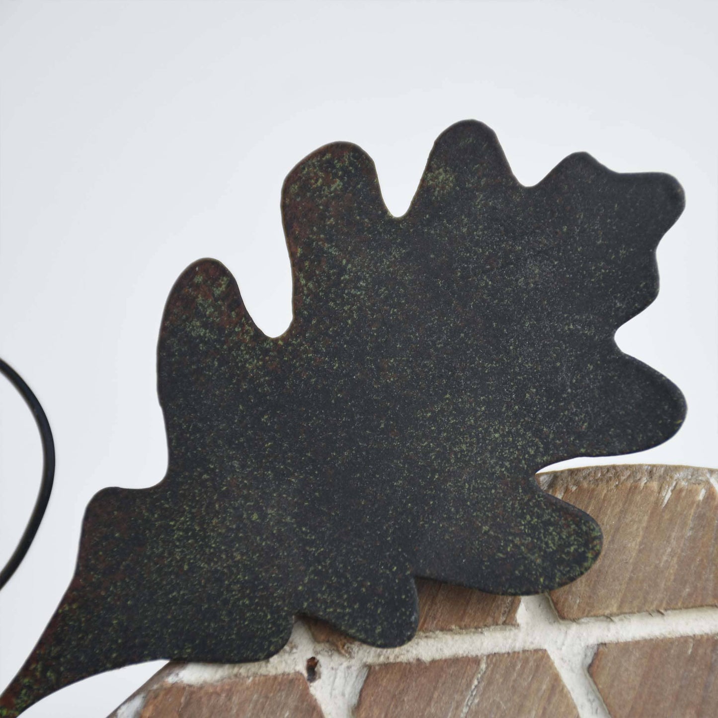 Wood Welcome Autumn Acorn Standing Sign with Metal Leaf