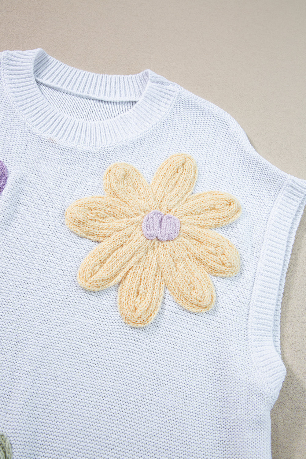 White Multi Crochet Flower Top