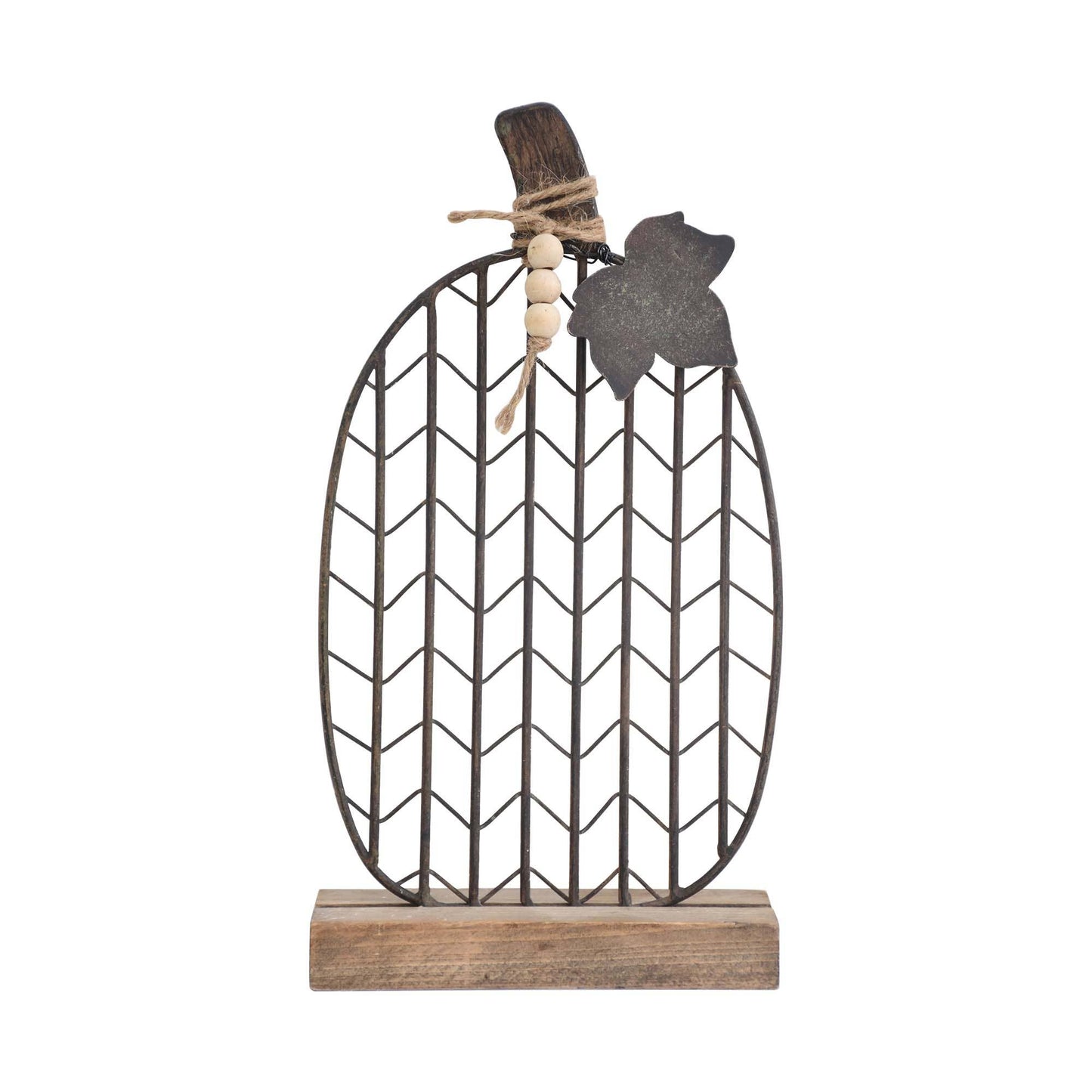 Metal and Wood Fall Pumpkin Decor 6.7"x8.5"