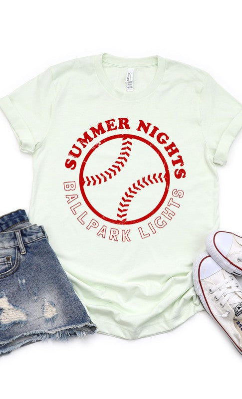 Summer Nights and Ballpark Lights Baseball Graphic