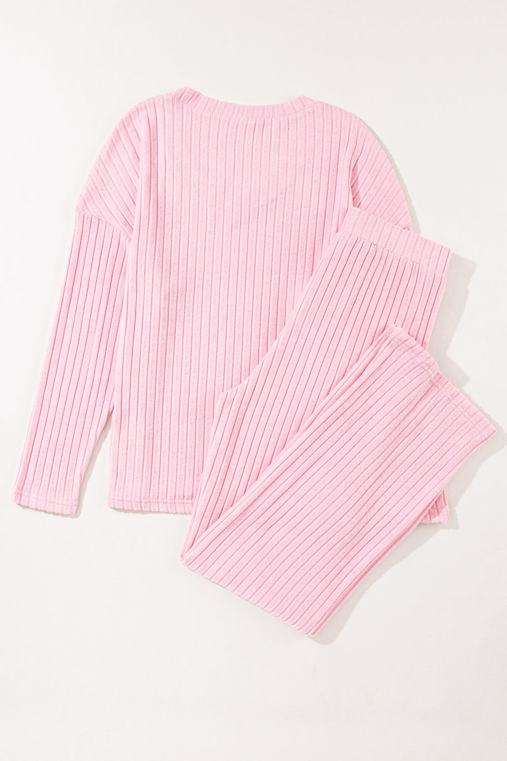 Light Pink Ribbed Lounge Set