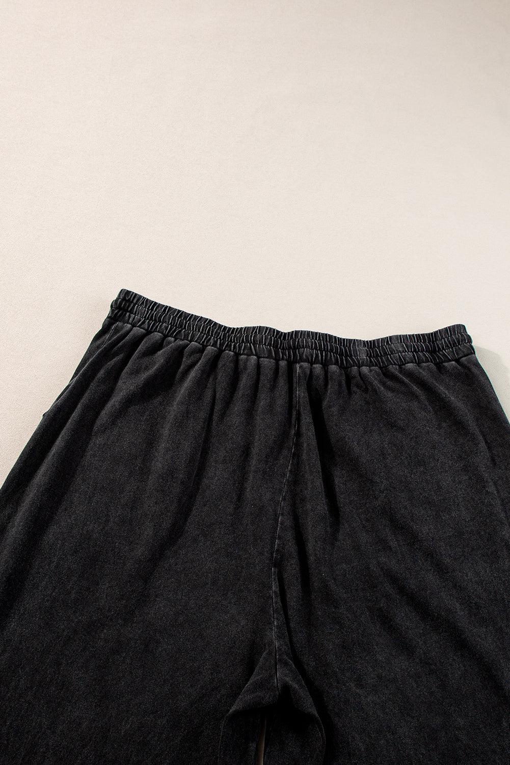 Black Plus Mineral Wash Exposed Seam Wide Leg Cropped Pants