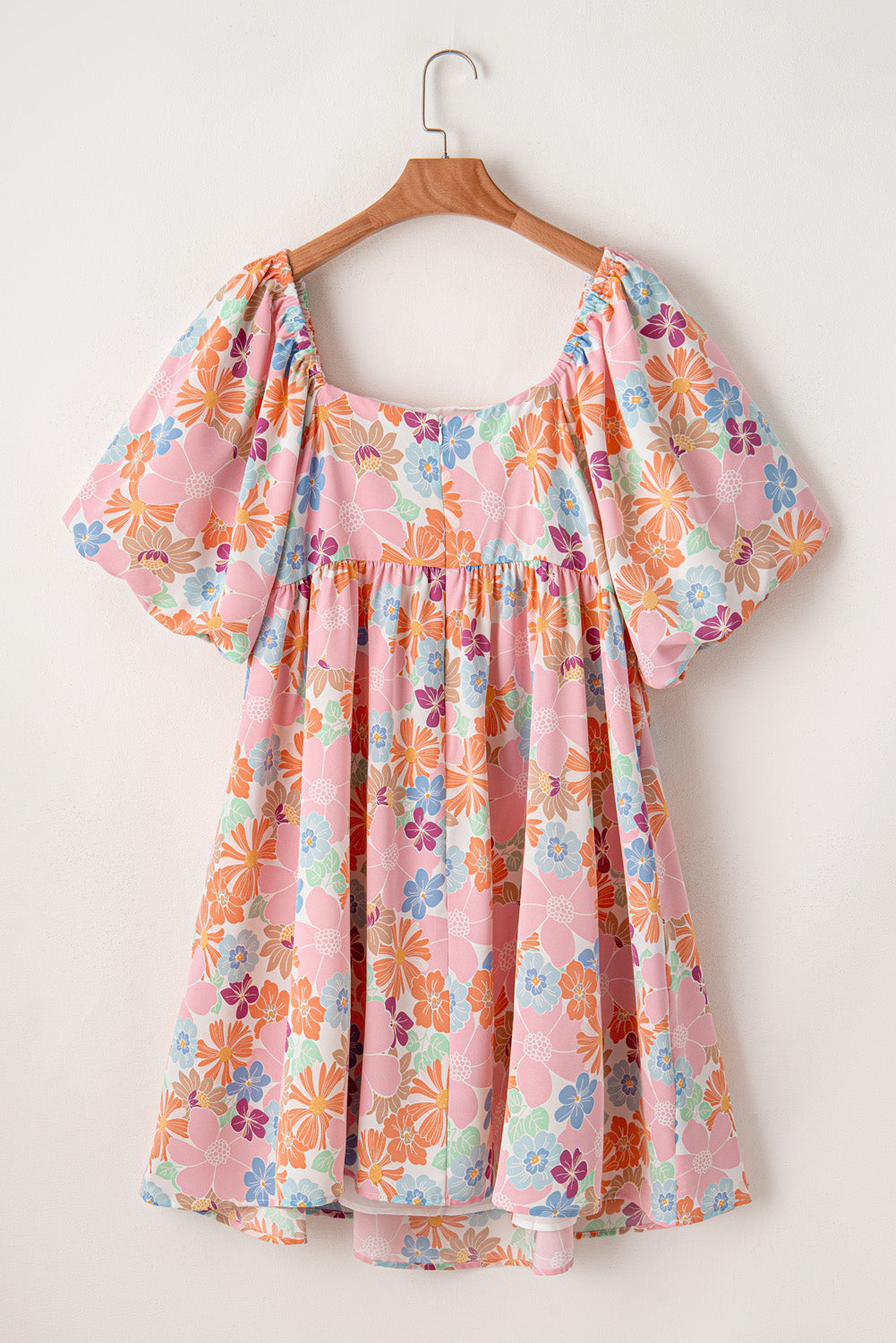 Multicolour Floral Puff Sleeve Dress - PLUS
