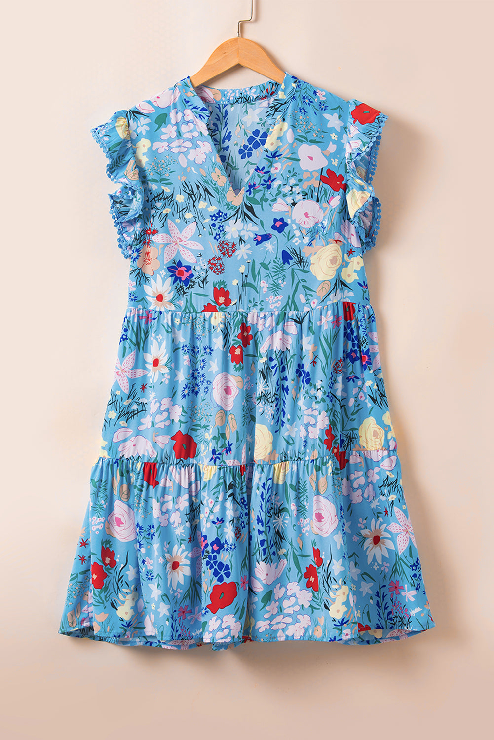 Sky Blue Floral  Dress