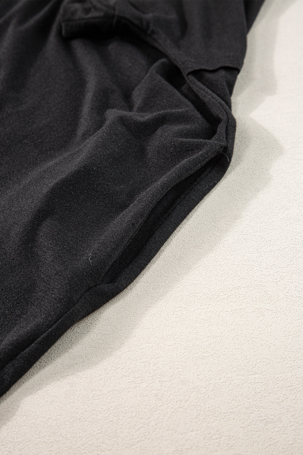 Black V Neck Hidden Pocket Splits Maxi T-shirt Dress