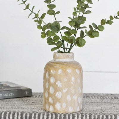 White Wash Spot Vase - 7"