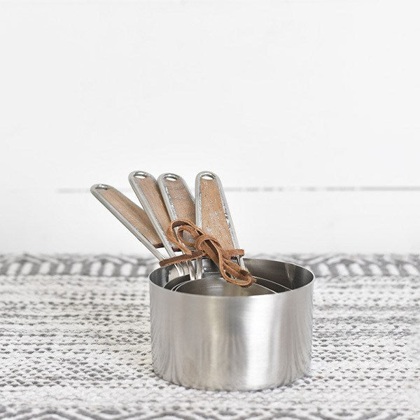 Silver & Wood Measuring Cups