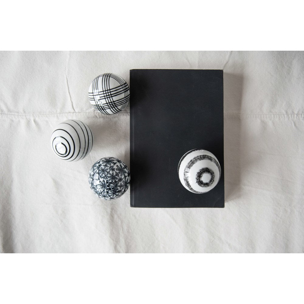 Stoneware Orb - Black & White