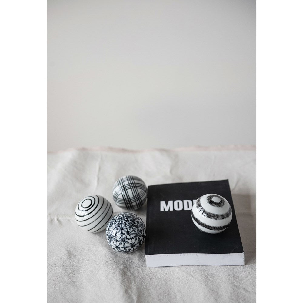 Stoneware Orb - Black & White