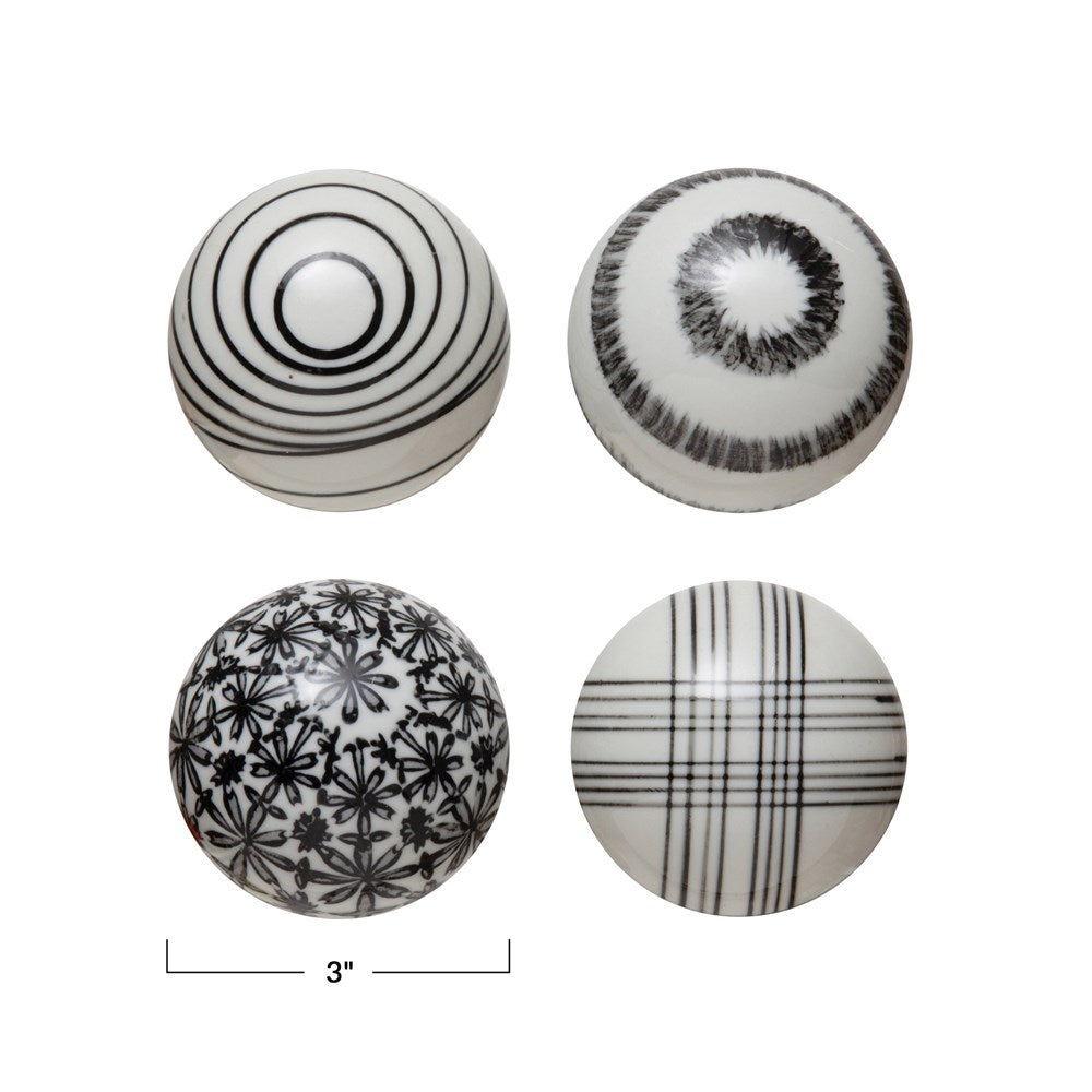 Stoneware Orb - Black & White