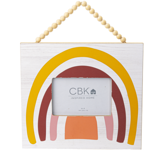 Rainbow Photo Frame with Wood Beaded Hanger