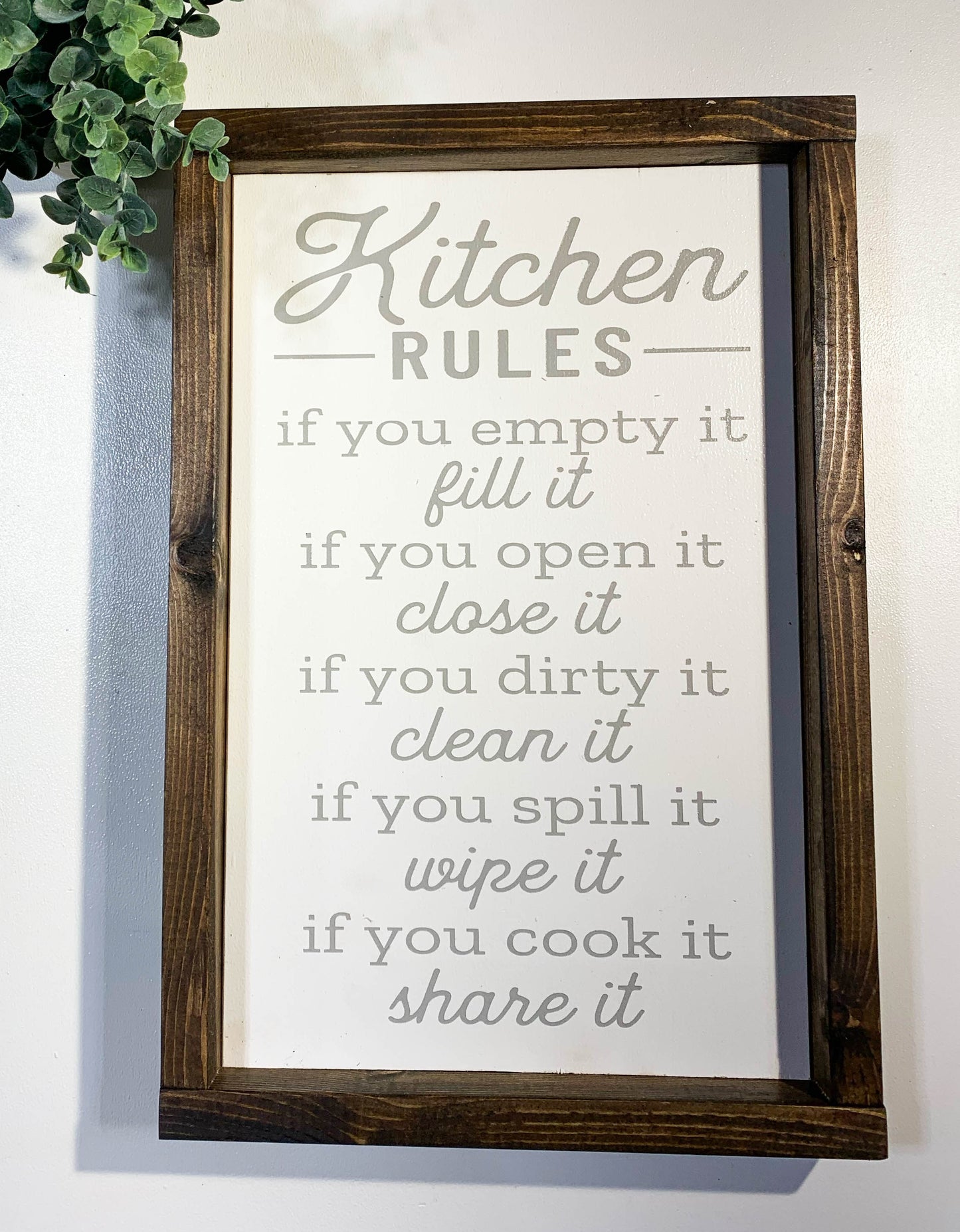 Handmade Sign - Kitchen Rules