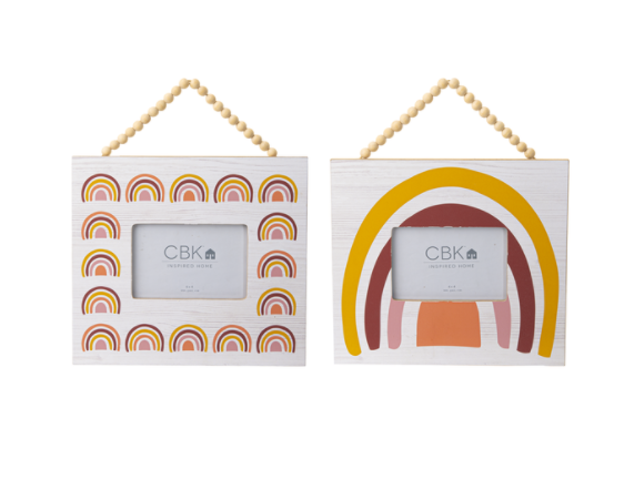 Rainbow Photo Frame with Wood Beaded Hanger