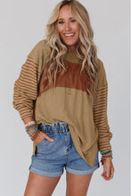 Load image into Gallery viewer, Flaxen Colorblock Striped Bishop Sleeve Top
