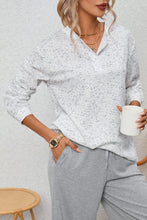 Load image into Gallery viewer, Gray Slouchy Heather Rib Knit Long Sleeve Henley Top
