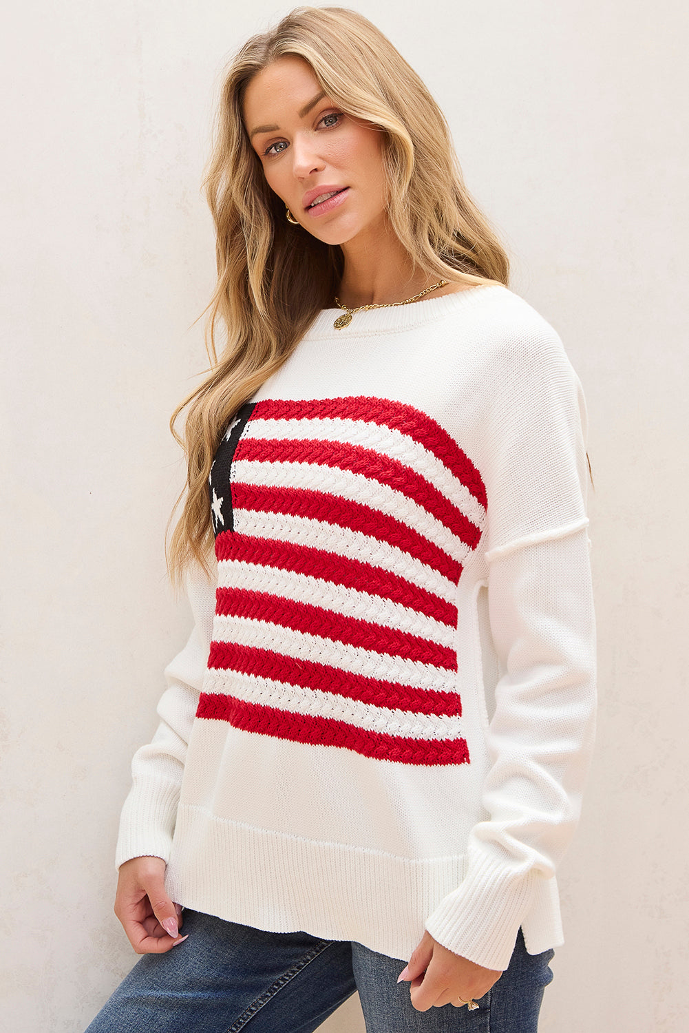 White American Flag Sweater