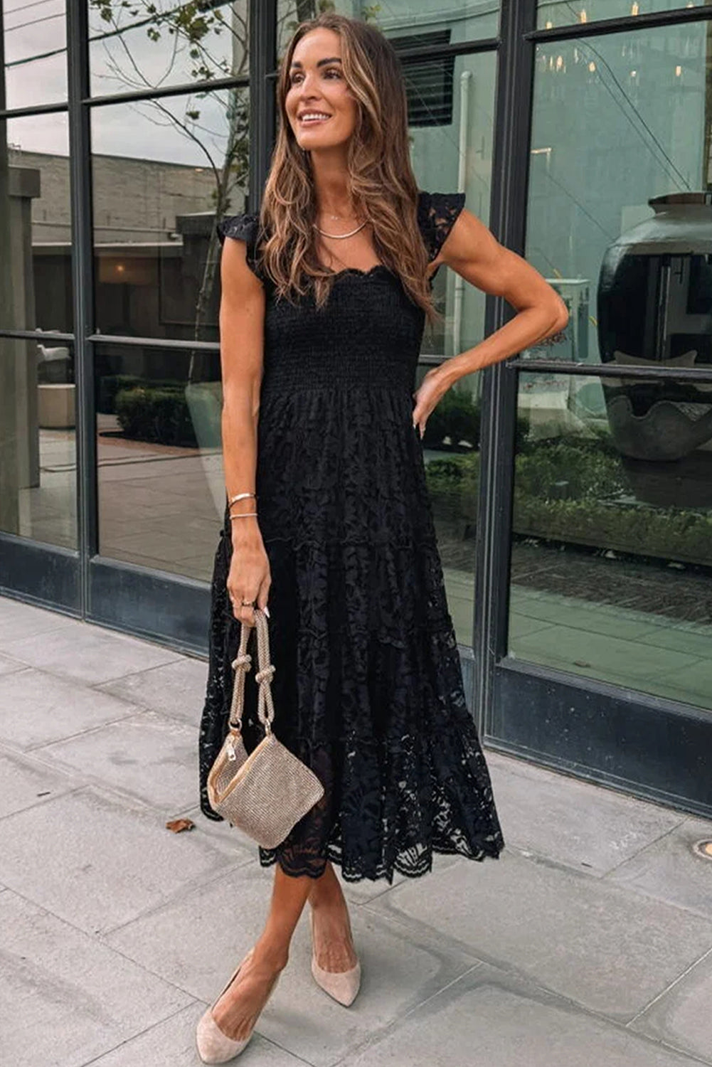 Black Lace Sleeveless Dress