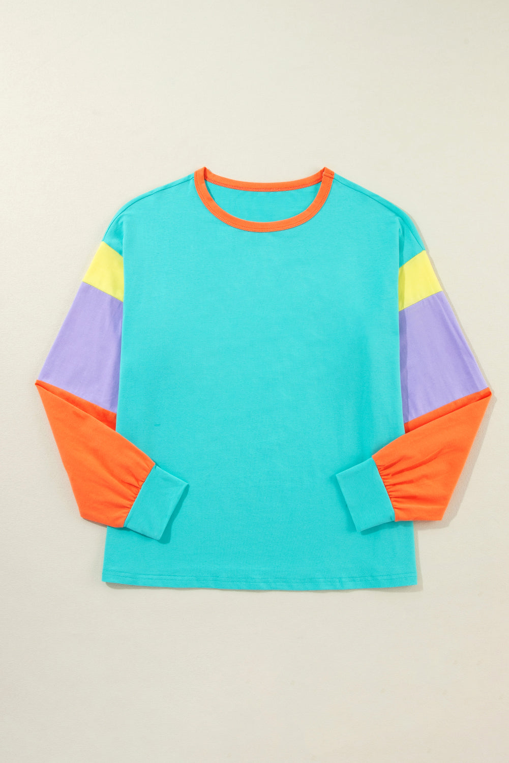 Light Blue Colorblock Patchwork Top