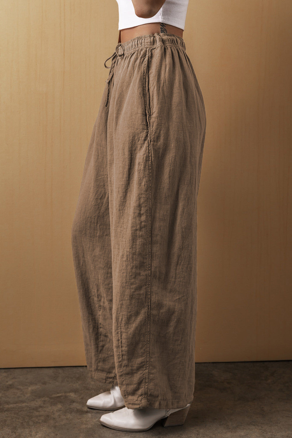 Desert Palm Cotton Linen Wide Leg Pants