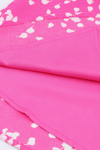 Pink Split Neck Fall Printed Crinkled Blouse