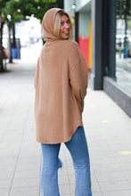 Load image into Gallery viewer, Camel Waffle Rib Hooded Washed Shacket

