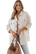 Load image into Gallery viewer, Beige Solid Textured Flap Pocket Buttoned Shacket
