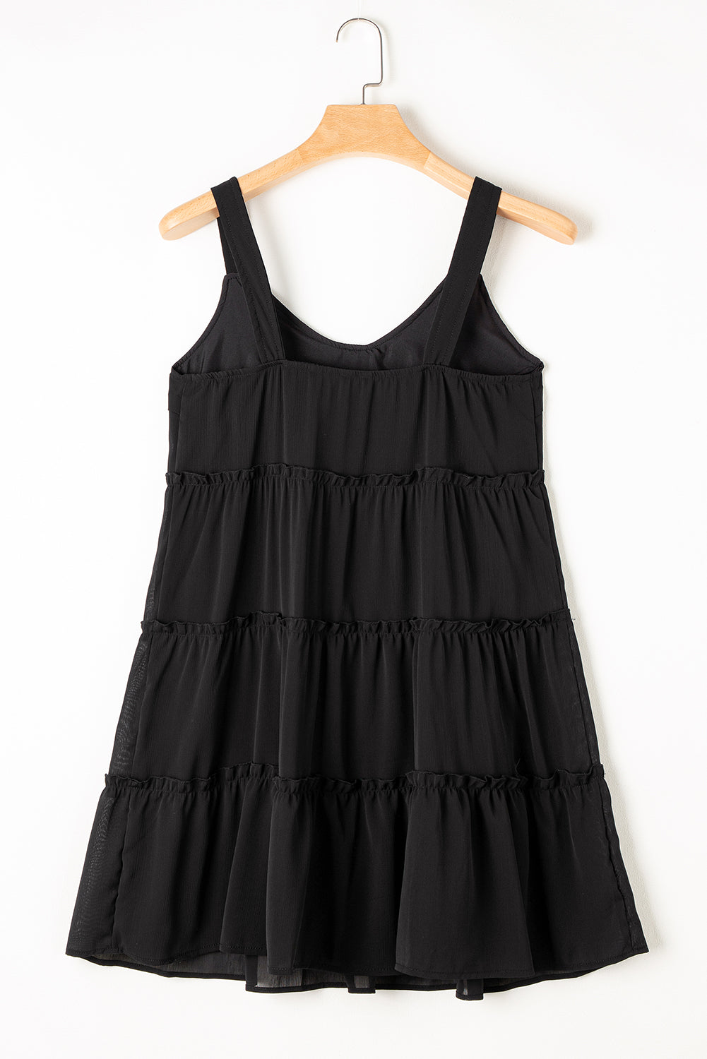 Black Button V Neck Dress