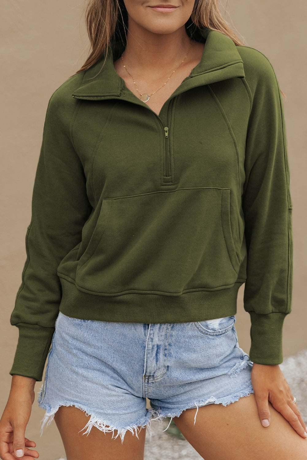 Flamingo Fleece Lined  Sleeve Sweatshirt