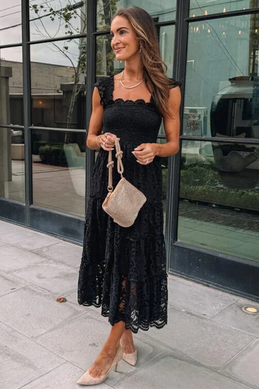 Black Lace Sleeveless Dress