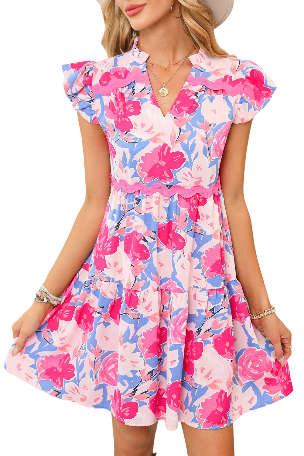 Pink Floral Ric Rac Dress