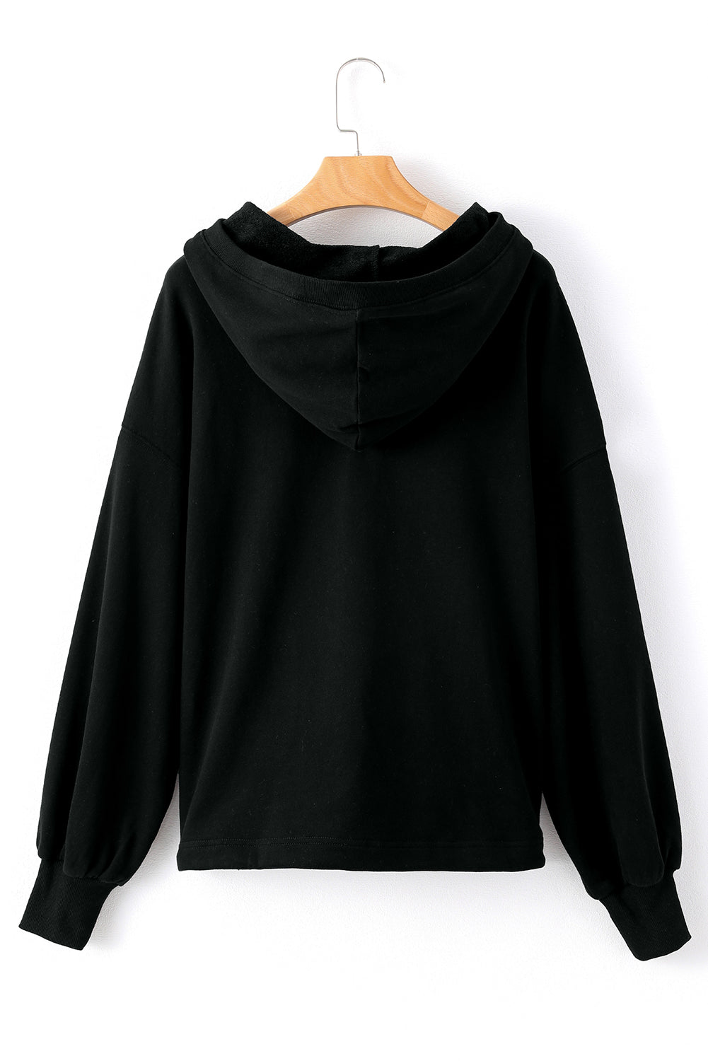 Bonbon Solid Kangaroo Pocket Half Zipper Oversized Hoodie