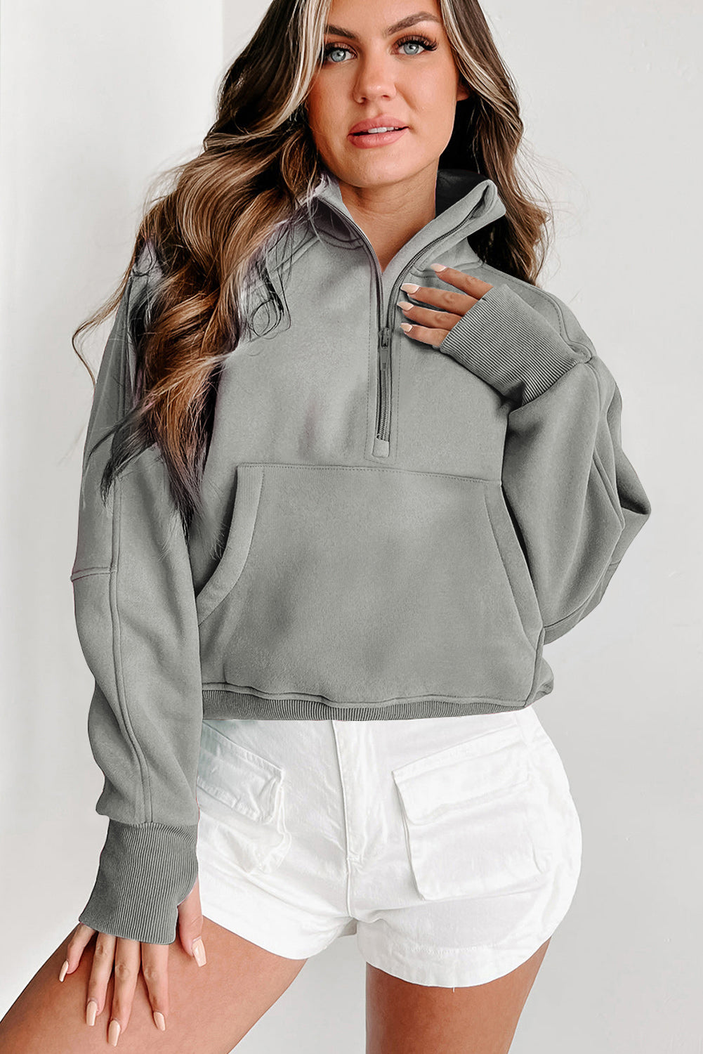 Flamingo Fleece Lined  Sleeve Sweatshirt