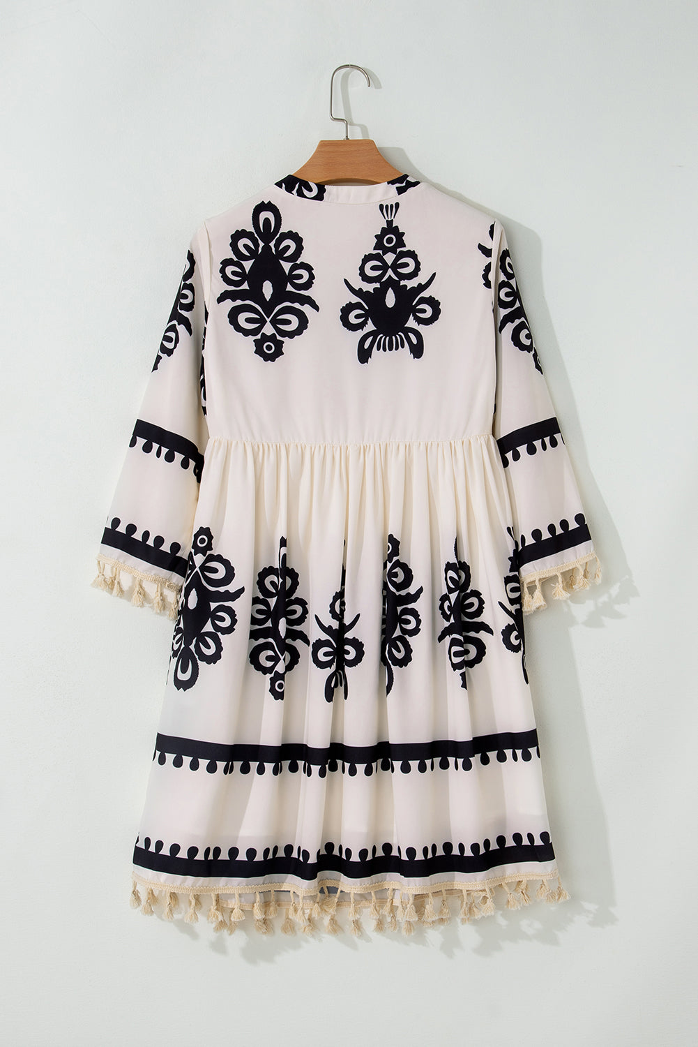 Beige Western Pattern Print Dress