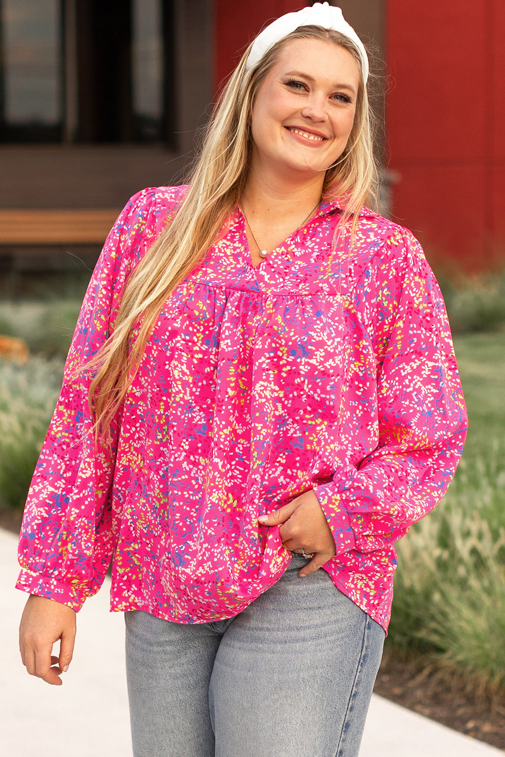 Purple Plus Size Floral Blouse