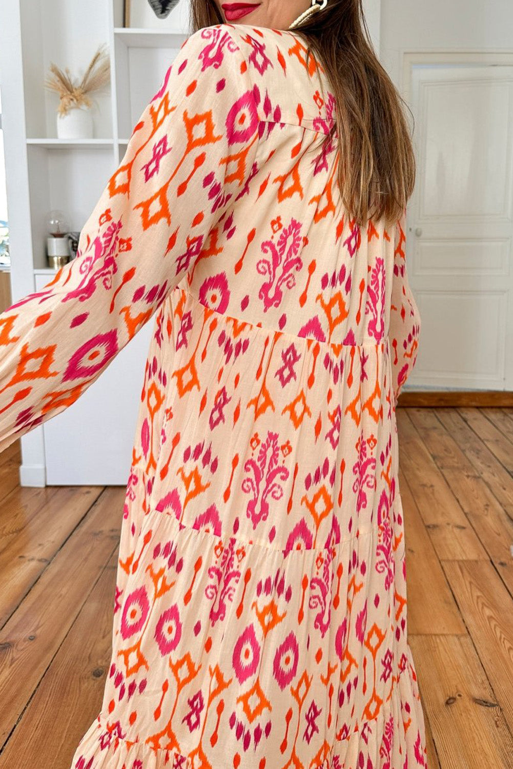 Orange Western Abstract  Maxi Dress