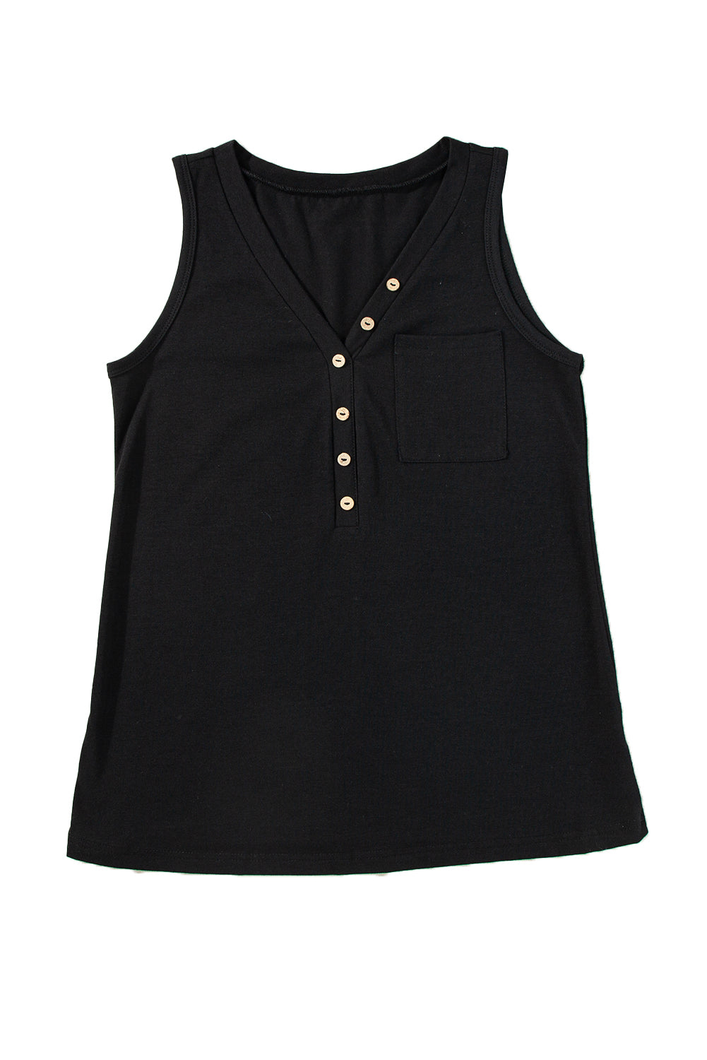 Black Half Button Tank