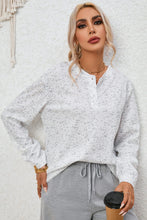 Load image into Gallery viewer, Gray Slouchy Heather Rib Knit Long Sleeve Henley Top
