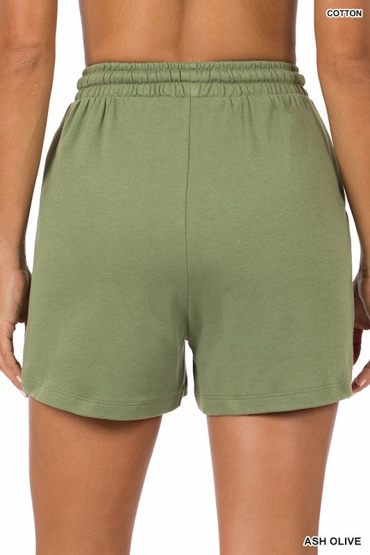 Cotton Drawstring Waist Shorts