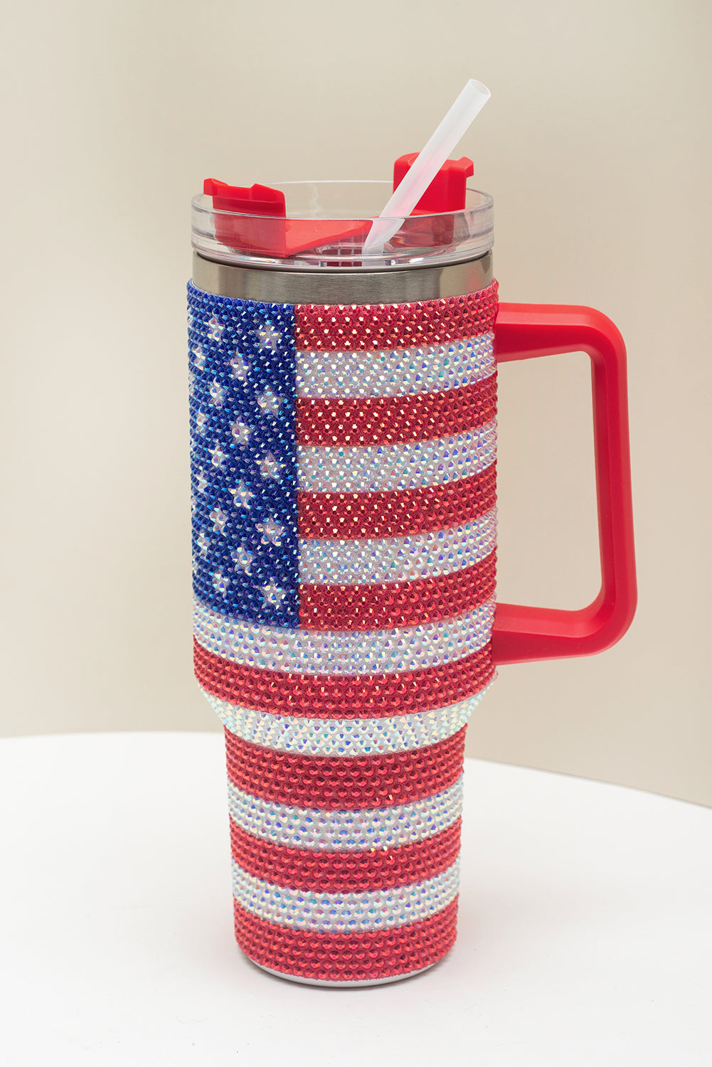 Red Rhinestone American Flag Cup 40oz