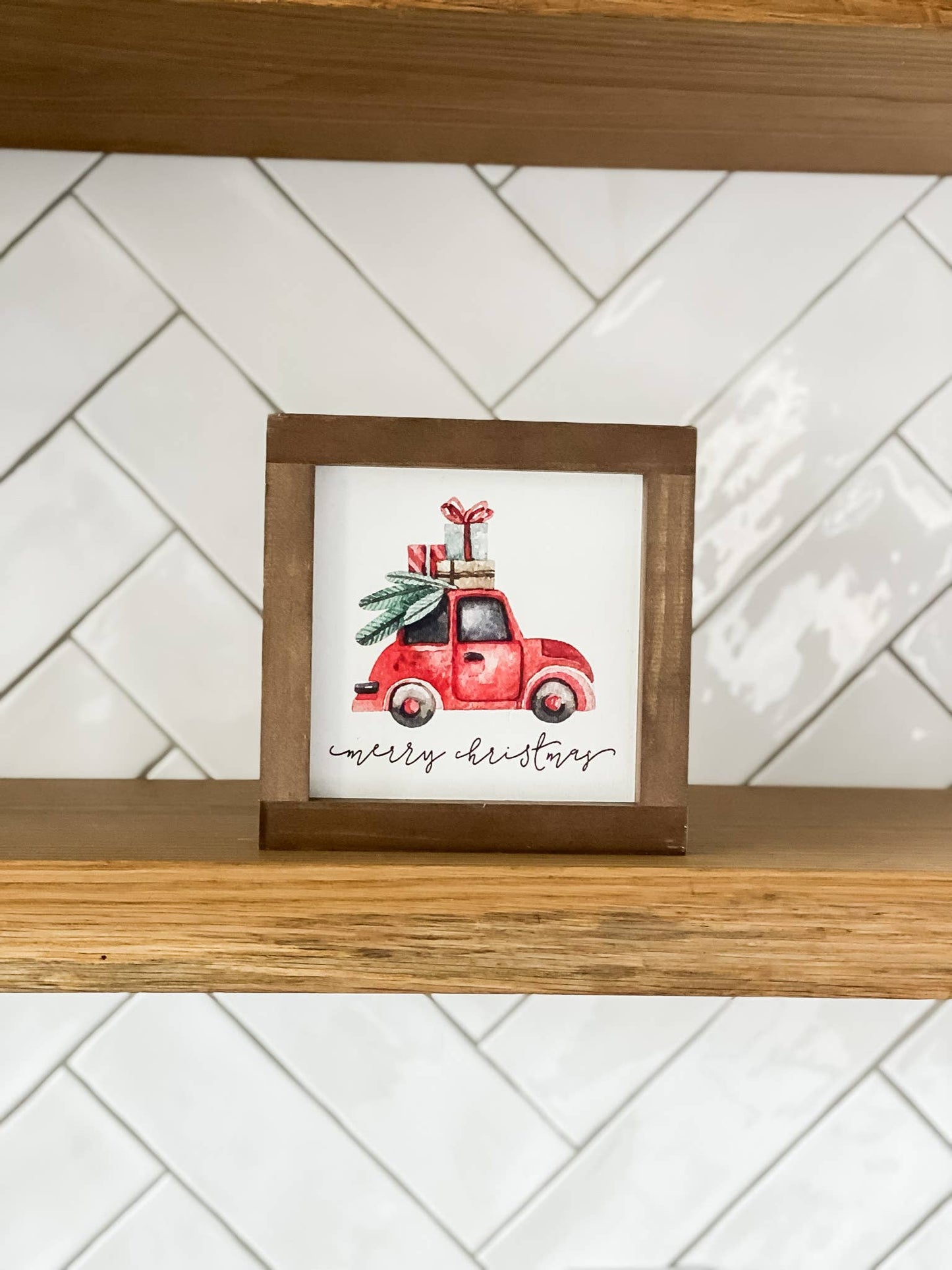 Christmas Truck | Christmas Wood Sign | Christmas Home Decor: 9x9"