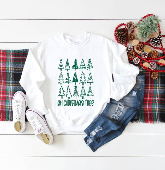 Distressed Oh Christmas Tree Graphic Sweatshirt